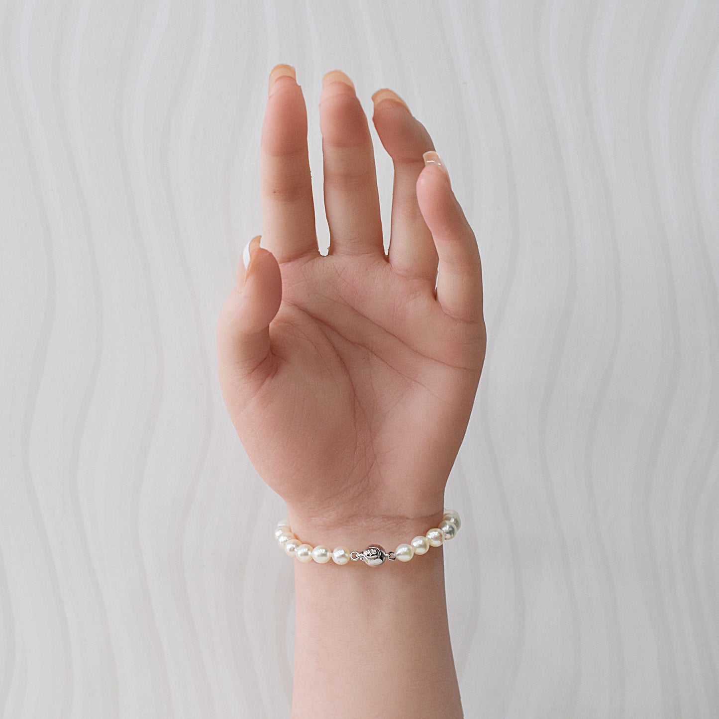 Actual product 6mm - 7mm Natural color Baroque Akoya Pearl Bracelet 6.29inch Japan AkoyaPearl SV925 Wedding Japanese Seawater