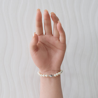 Actual product 6mm - 7mm Natural color Baroque Akoya Pearl Bracelet 6.29inch Japan AkoyaPearl SV925 Wedding Japanese Seawater
