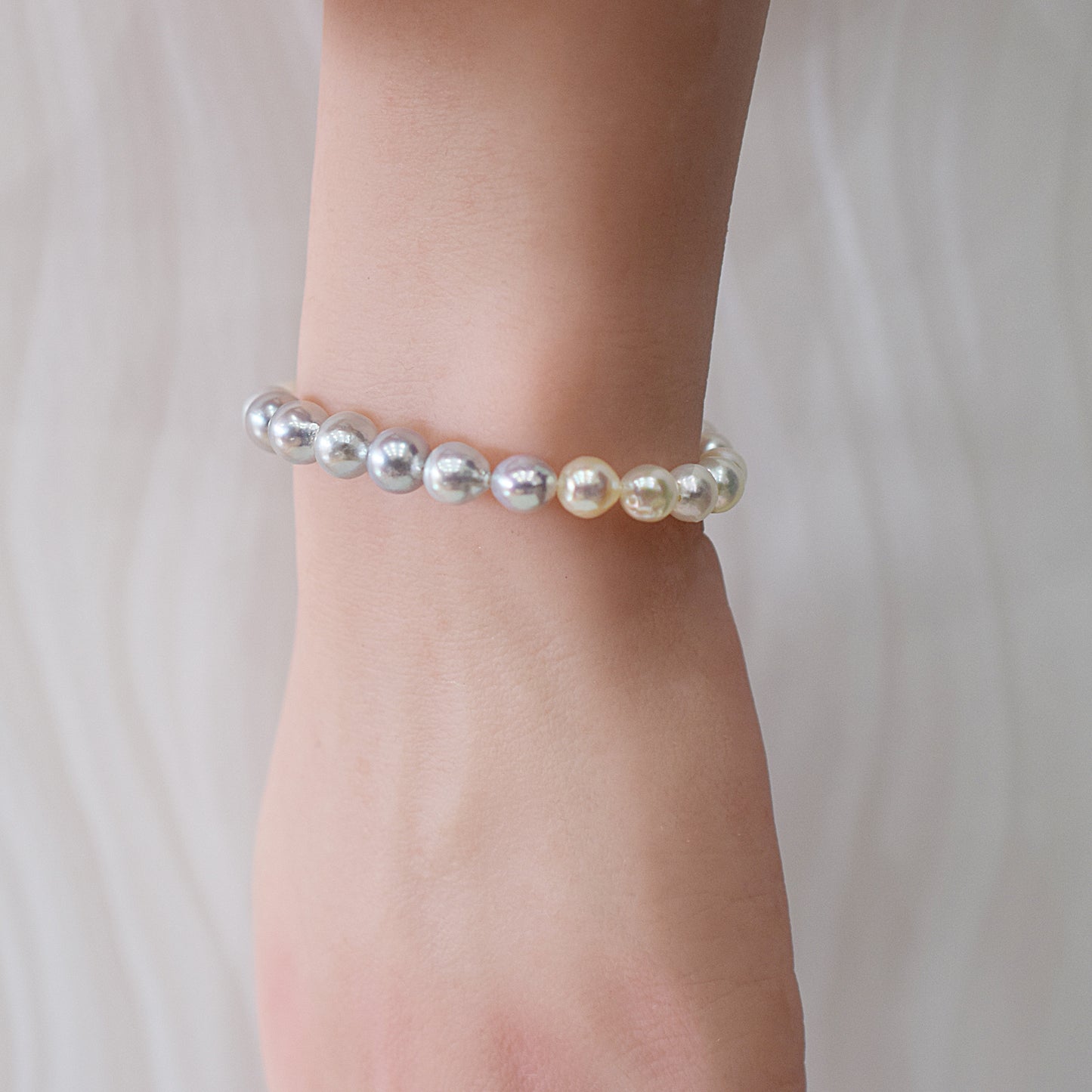 Actual product 6mm - 7mm Natural color Baroque Akoya Pearl Bracelet 6.29inch Japan AkoyaPearl SV925 Wedding Japanese Seawater