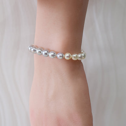 Actual product 6mm - 7mm Natural color Baroque Akoya Pearl Bracelet 6.29inch Japan AkoyaPearl SV925 Wedding Japanese Seawater
