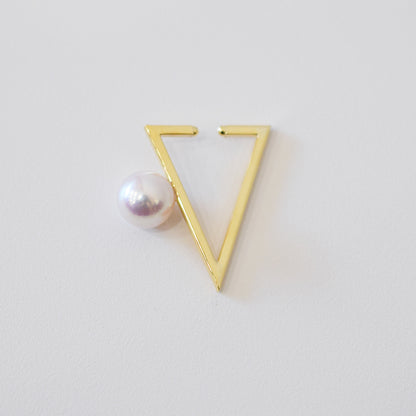［Custom-made］(1)White pink 7.5mm - 8mm akoya pearl Triangle Ear Cuff, (2)atural color 8.5mm - 9mm SV925 Ear Cuff