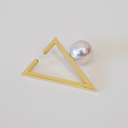 ［Custom-made］(1)White pink 7.5mm - 8mm akoya pearl Triangle Ear Cuff, (2)atural color 8.5mm - 9mm SV925 Ear Cuff