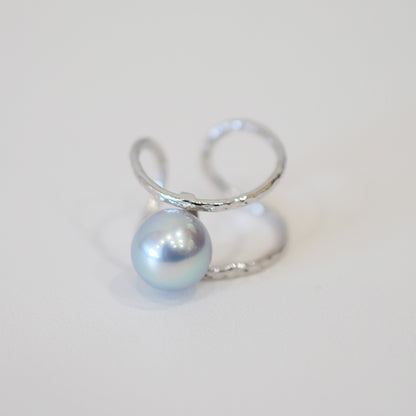 ［Custom-made］(1)White pink 7.5mm - 8mm akoya pearl Triangle Ear Cuff, (2)atural color 8.5mm - 9mm SV925 Ear Cuff