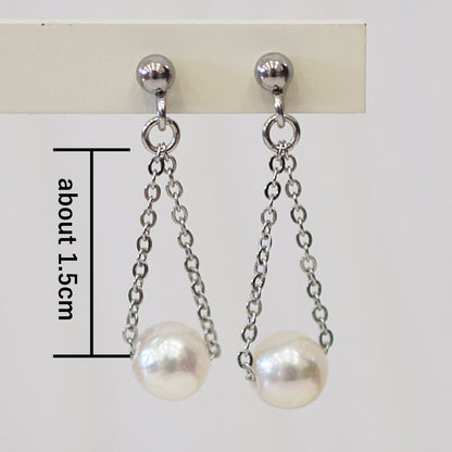 Actual product Natural color akoya Baroque pearl 6mm - 7mm Surgical Stainless Steel Seawater Akoya Pearl Stud Earrings Japan