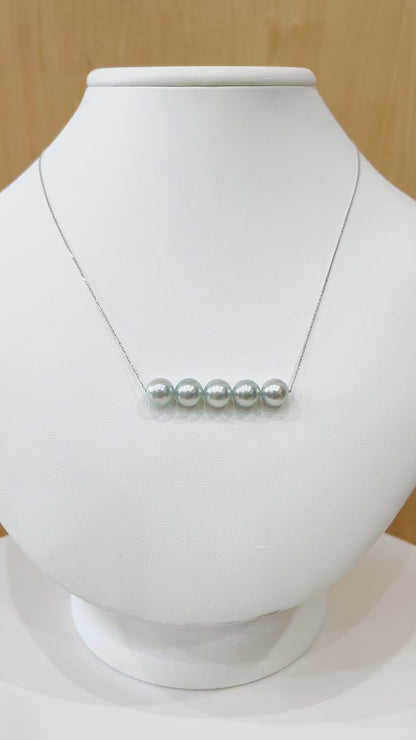 <SALE> Limited to actual item Rare Natural color blue 8.5mm - 9mm akoya pearl necklace 18K Real Japan reenspearl Japanese Seawater