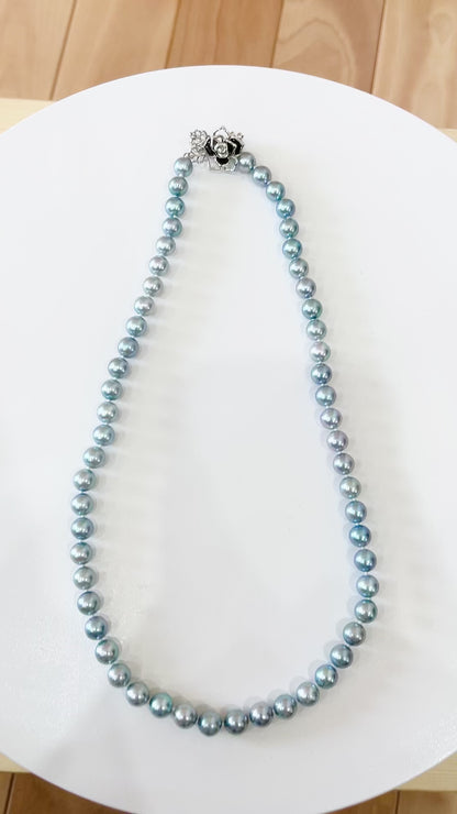 <SALE> Limited to actual item Necklace Cobalt Dyed color akoya pearl 8mm - 8.5mm Real Akoya Pearl From Japan 21.2inch starand choker reenspearl